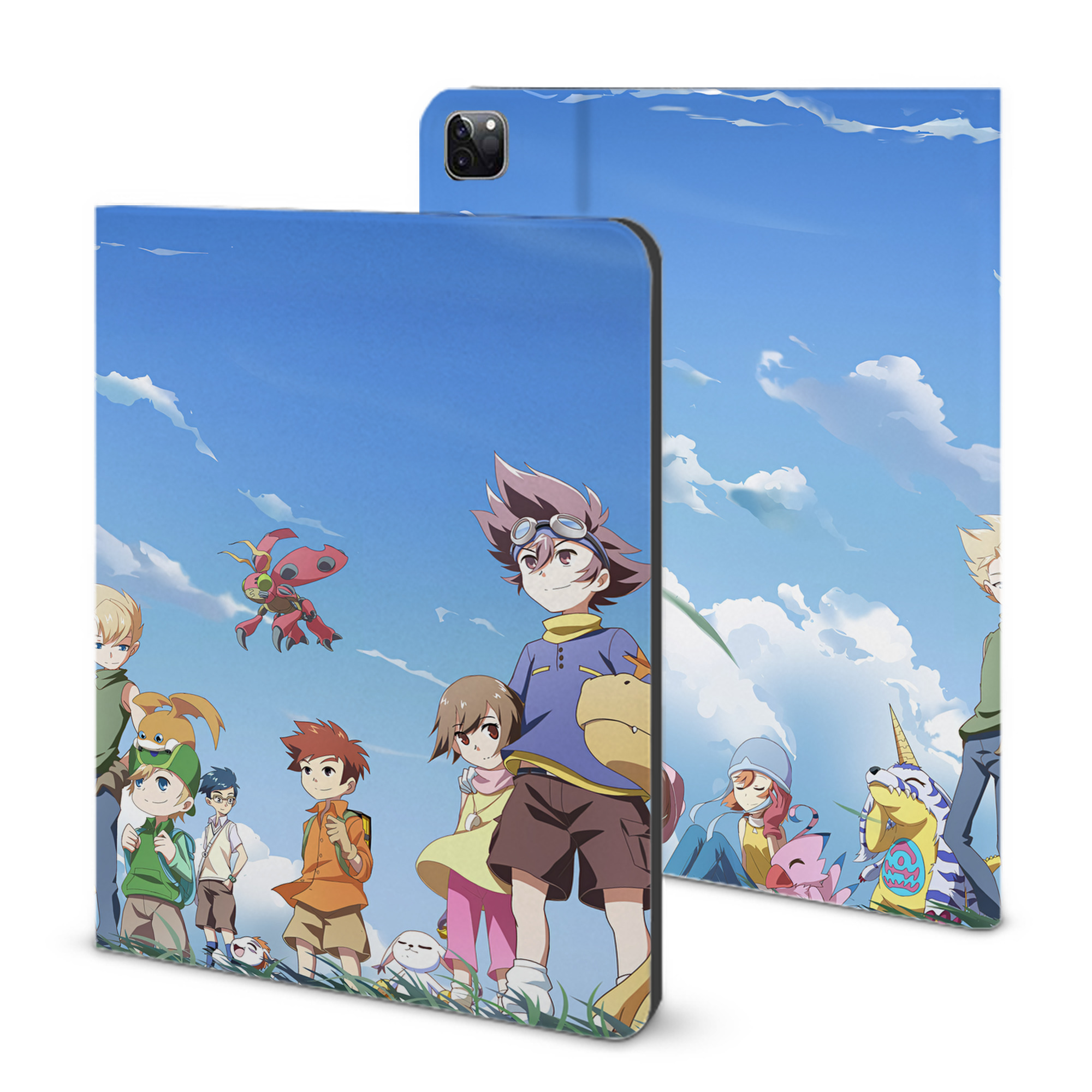 （画像用） Digimon デジタルモンスター/デジモン IPad ケース ブック型 PUレザー TPU 耐衝撃 軽量 薄型 ペン収納なし 全面保護 IPad 各モデル対応